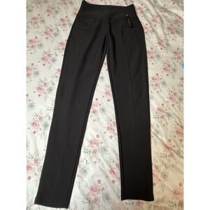 LA12ST Black High Rise Stretch Leggings Women's One Size Slim Fit Pants Pockets